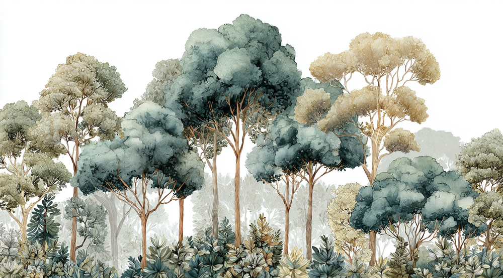 Évasion Boisée Vert Sauge – Papier peint panoramique forêt