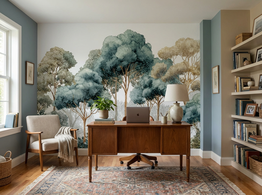 Évasion Boisée Vert Sauge – Papier peint panoramique forêt