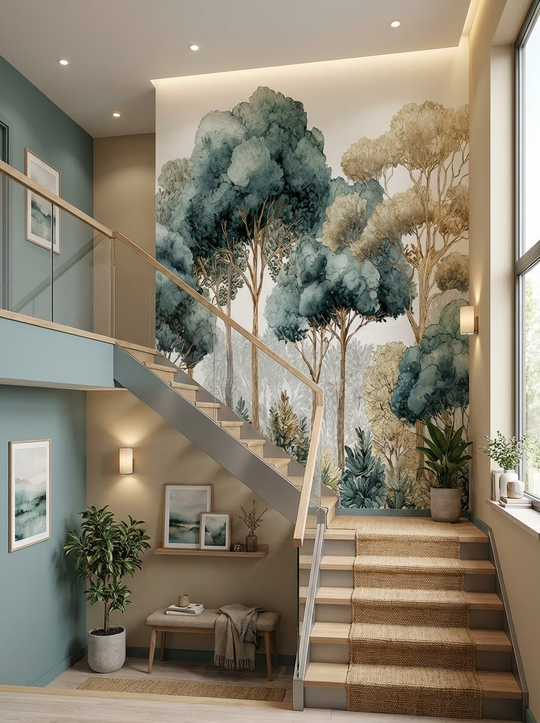 Évasion Boisée Vert Sauge – Papier peint panoramique forêt