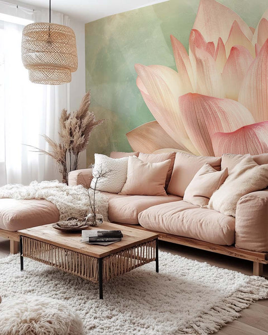 Éveil du Lotus – Papier Peint Panoramique Poétique et Apaisant