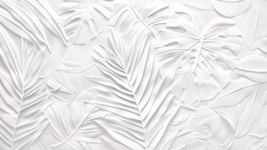 Feuillage 3D Blanc - papier peint panoramique, motif à plat