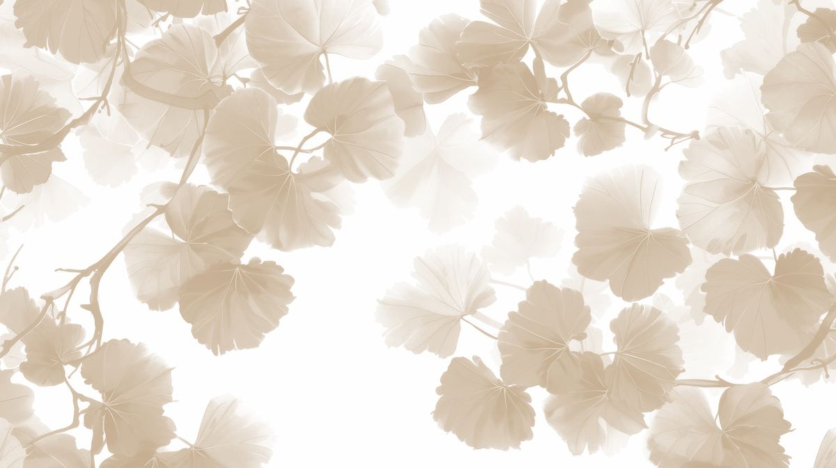 Feuille de Ginkgo Beige - papier peint panoramique, motif à plat