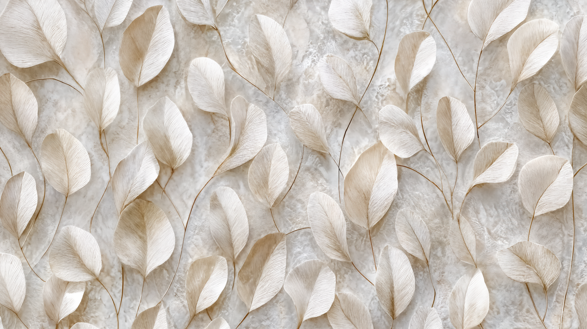 Feuilles de nacre - papier peint panoramique, motif à plat