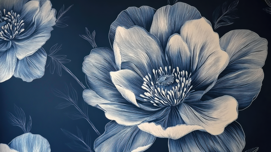 Fleurs de Minuit - papier peint panoramique, motif à plat