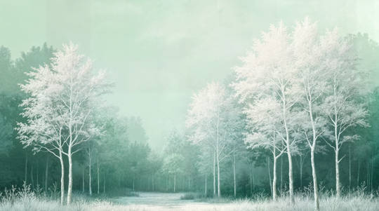 Forêt d’émeraude - papier peint panoramique, motif à plat