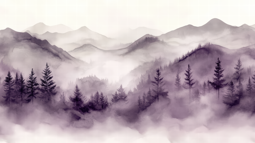 Harmonie Brumeuse en Violet - papier peint panoramique, motif à plat