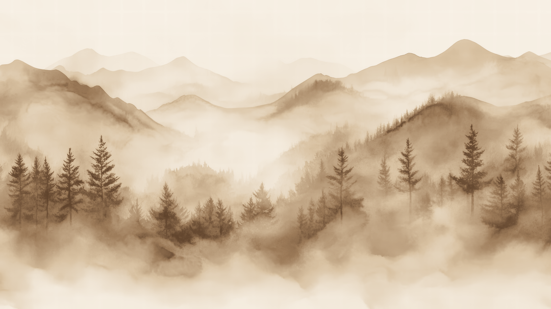 Harmonie brumeuse en beige - papier peint panoramique, motif à plat