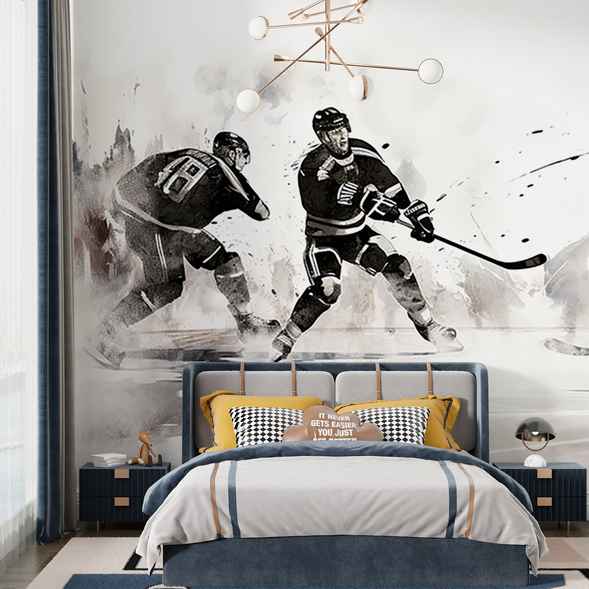 papier peint hockey dans une chambre