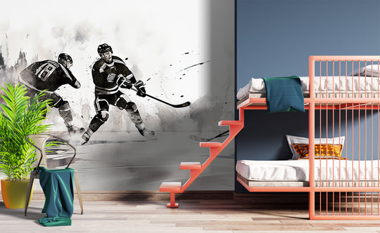 papier peint hockey dans ue chambre d'enfant