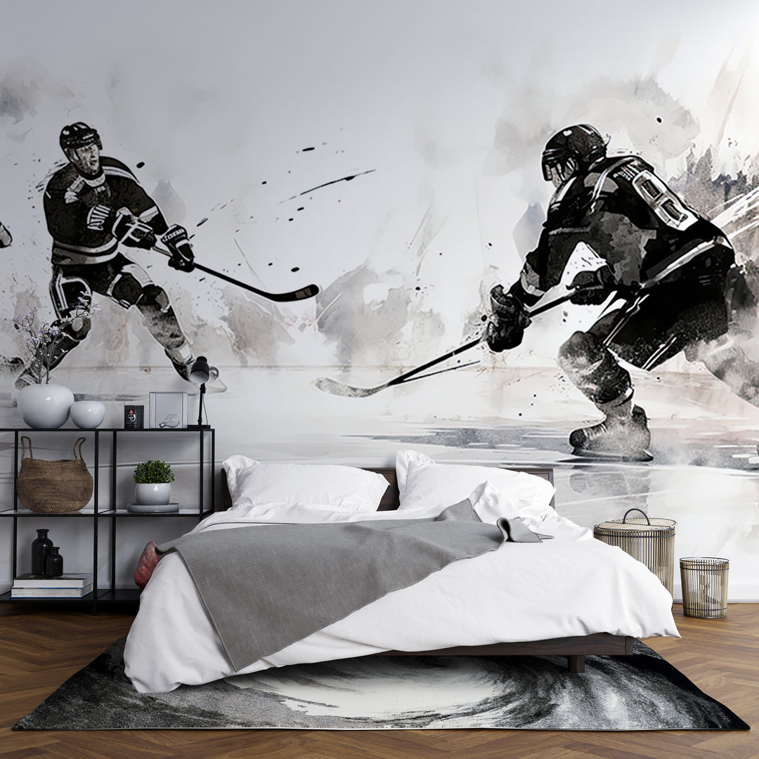 papier peint hockey dans une chambre