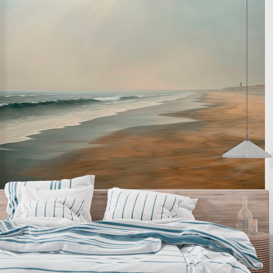 Peaceful Horizon: Beach and sea wallpaper in painting