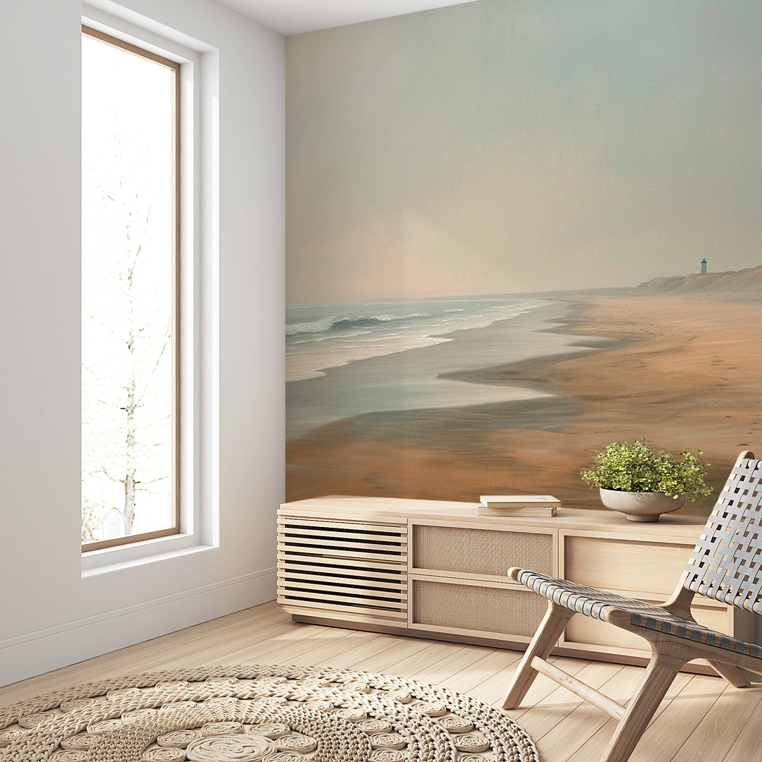 Horizon Paisible : Papier peint Plage et mer en peinture