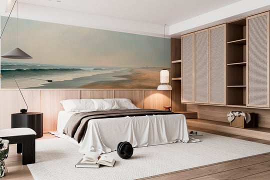 Peaceful Horizon: Beach and sea wallpaper in painting