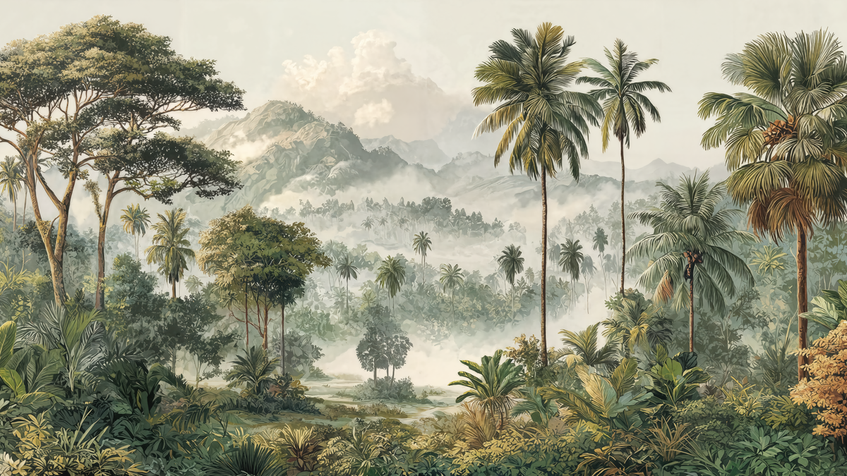 Immersion en pleine nature - papier peint panoramique, motif à plat
