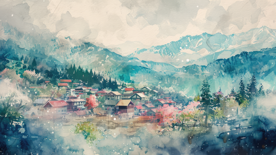 Japon traditionnel - papier peint panoramique, motif à plat