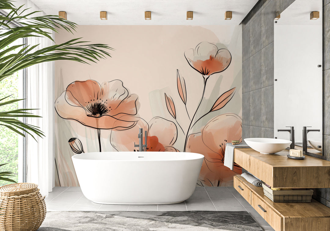 Poppy Garden – Panoramic in Pastel Tones