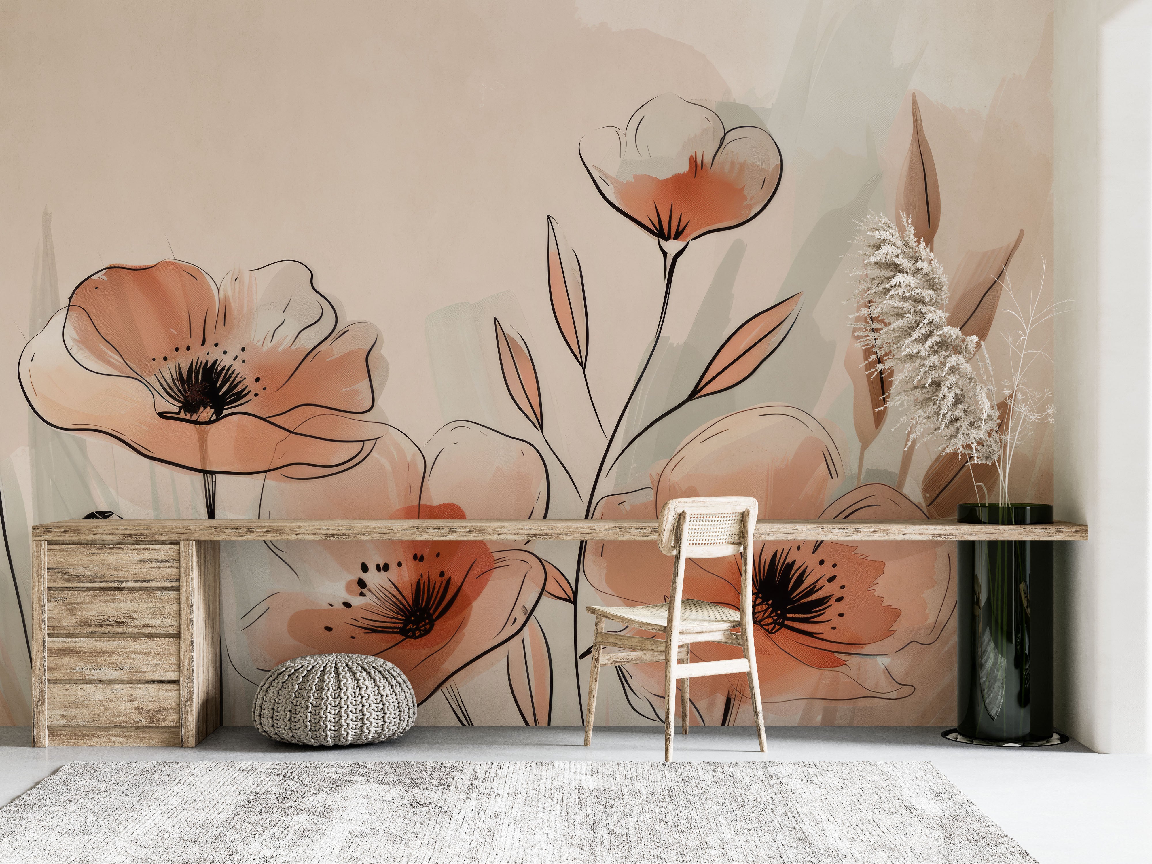 Poppy Garden – Panoramic in Pastel Tones
