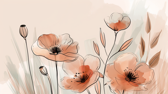 Jardin de Coquelicots – Panoramique aux Tons Pastels