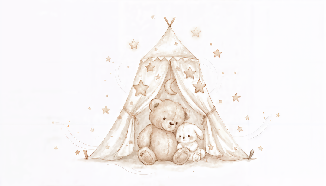 Le tipi de l'ourson - papier peint panoramique, motif à plat
