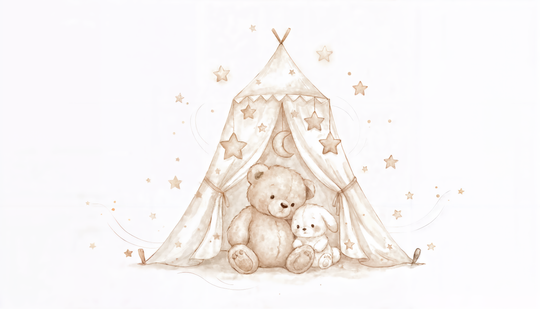 Le tipi de l'ourson - papier peint panoramique, motif à plat