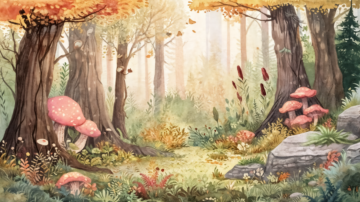 The Fantastic Mushrooms - Autumn Panoramic Wallpaper