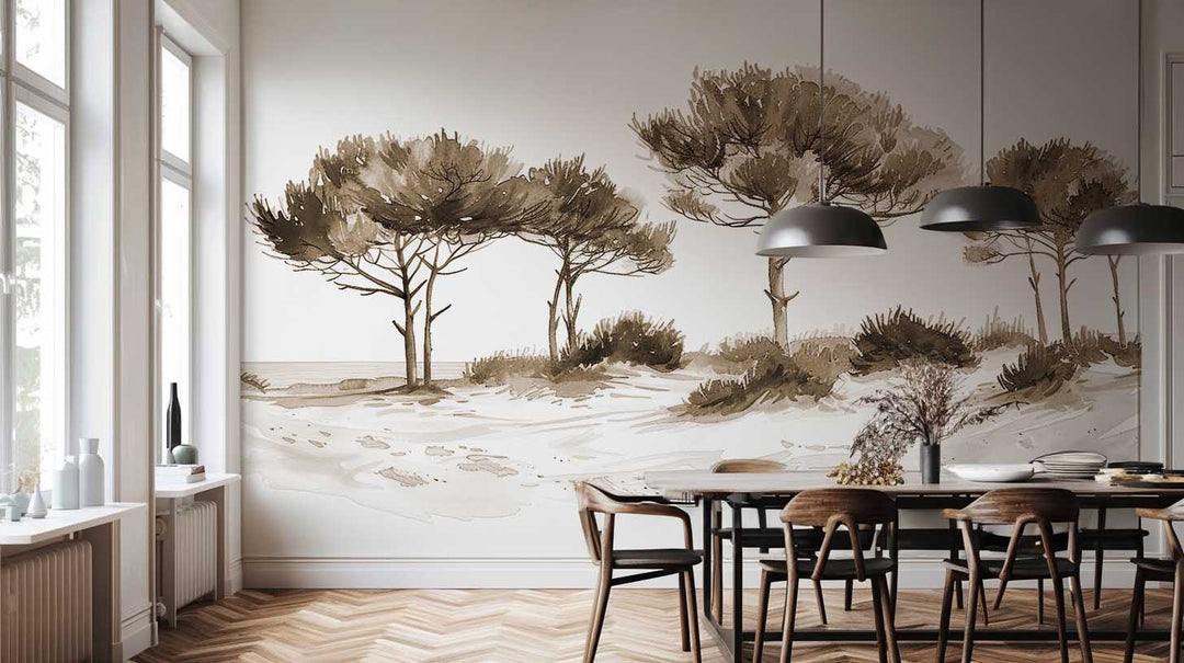 Les Pins de la Plage : Évasion Naturelle  Couleur Sépia