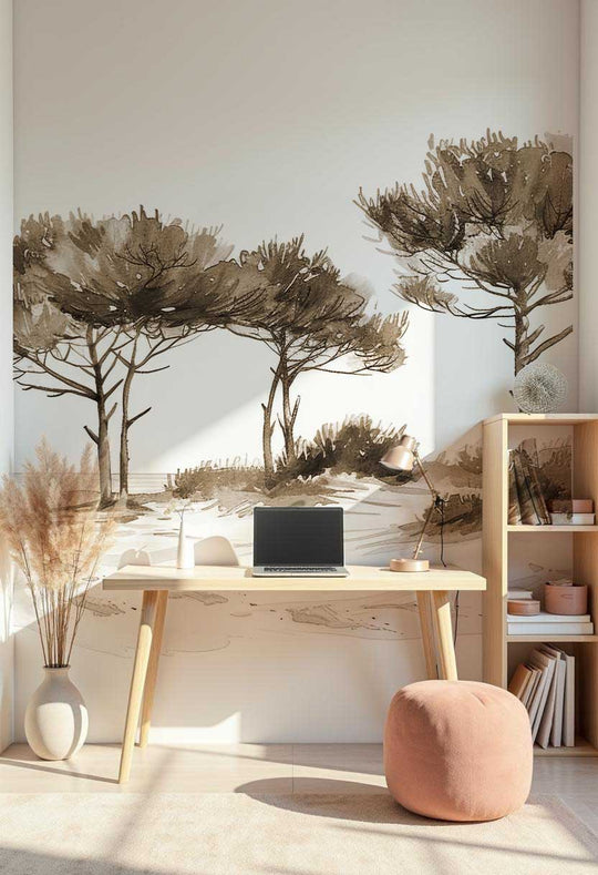 Les Pins de la Plage : Évasion Naturelle  Couleur Sépia