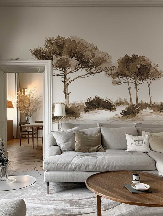 Les Pins de la Plage : Évasion Naturelle  Couleur Sépia