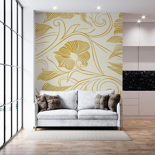 Yellow Floral Lines: The Classic Charm of Art Nouveau