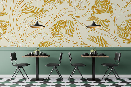 Yellow Floral Lines: The Classic Charm of Art Nouveau