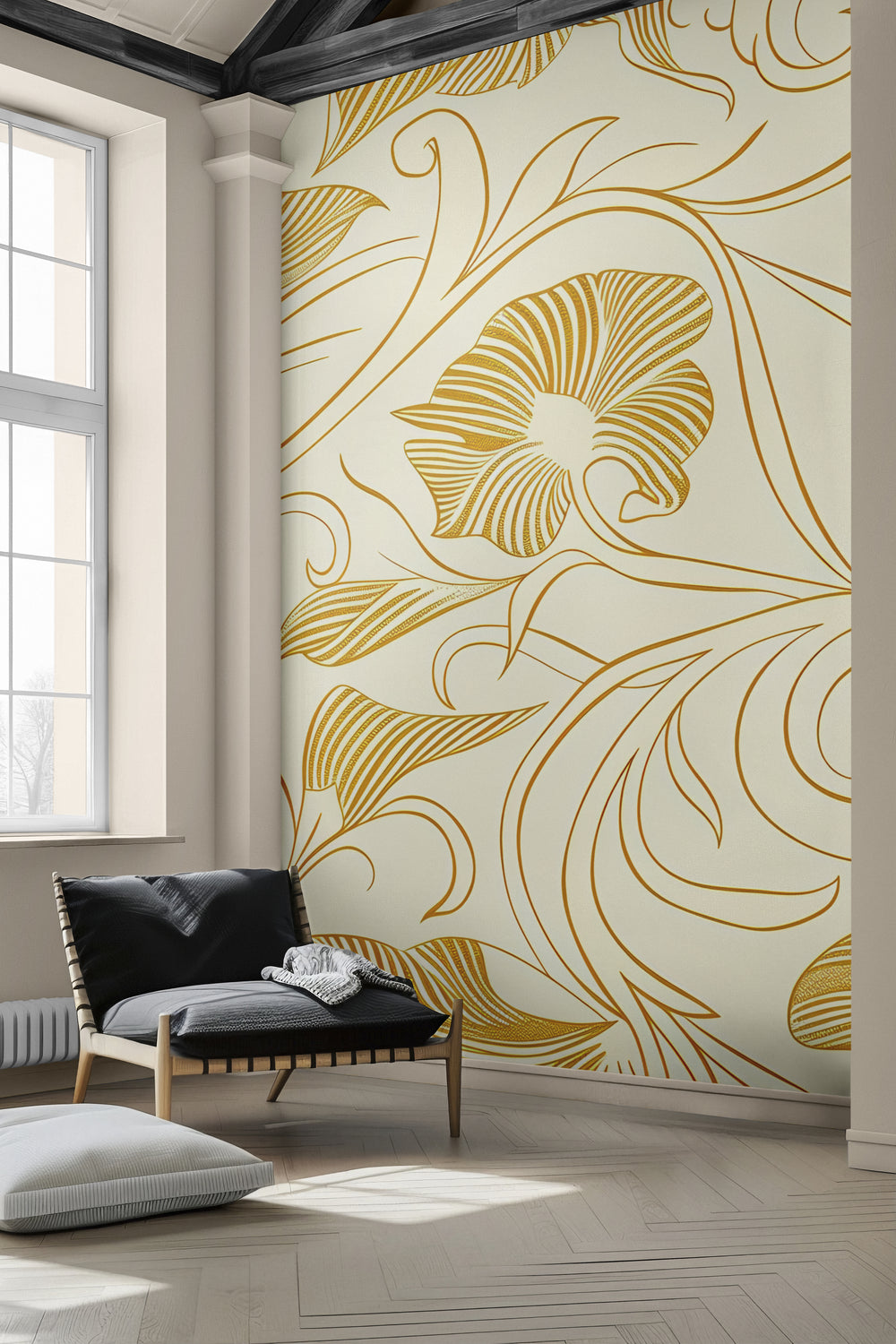 Yellow Floral Lines: The Classic Charm of Art Nouveau