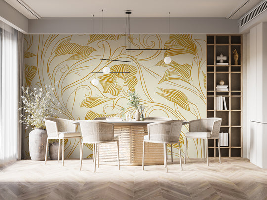 Yellow Floral Lines: The Classic Charm of Art Nouveau