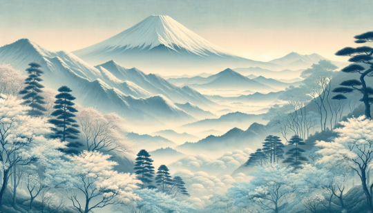 Mont Fuji - papier peint panoramique, motif à plat