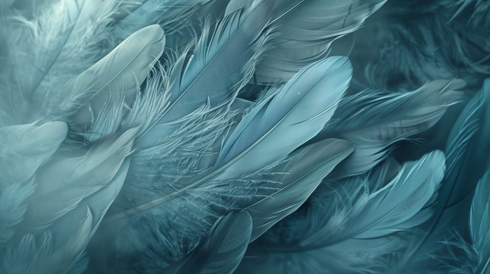 Mur de Plumes - Papier Peint Panoramique Élégant en Bleu Cendré