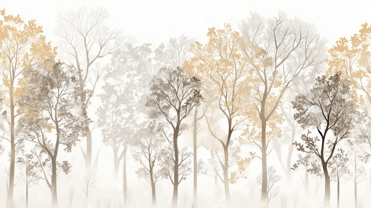 Mystère des Arbres - papier peint panoramique, motif à plat