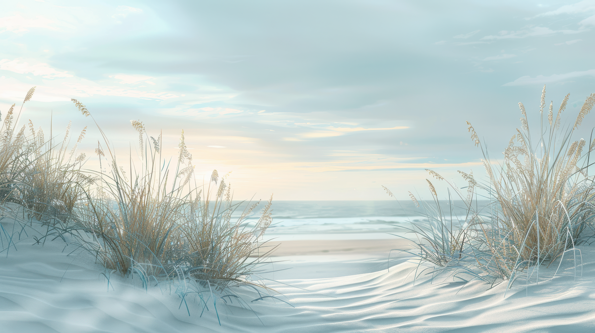 Nature cotière - Dunes en bord de mer - papier peint panoramique, motif à plat