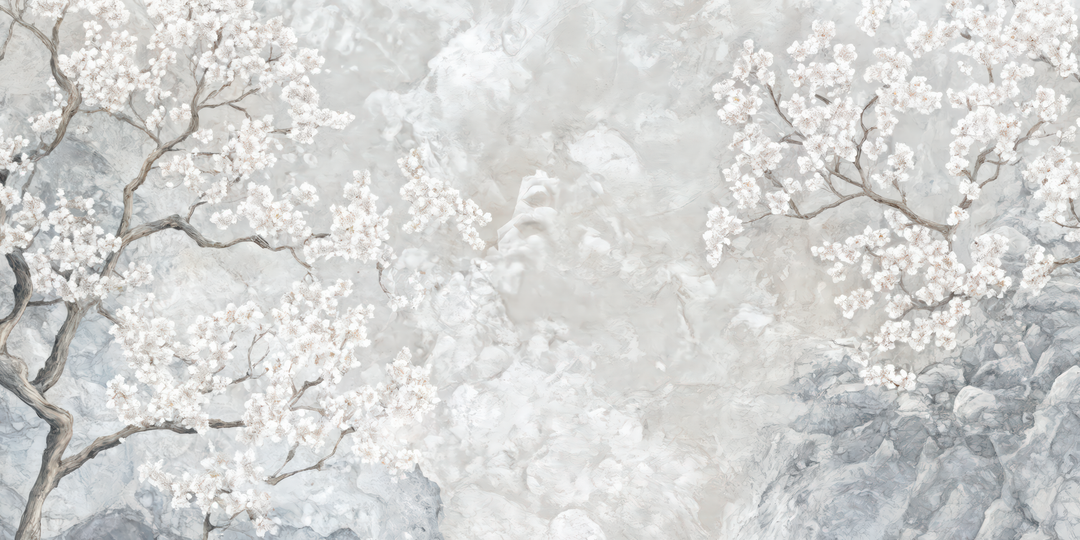 Nuages de Cerisiers - papier peint panoramique, motif à plat