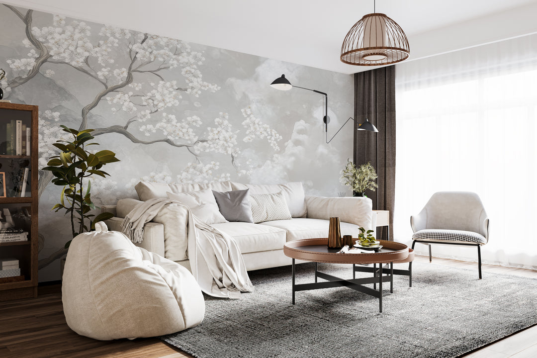 Nuages de Cerisiers : Papier Peint Panoramique Floral et Poétique