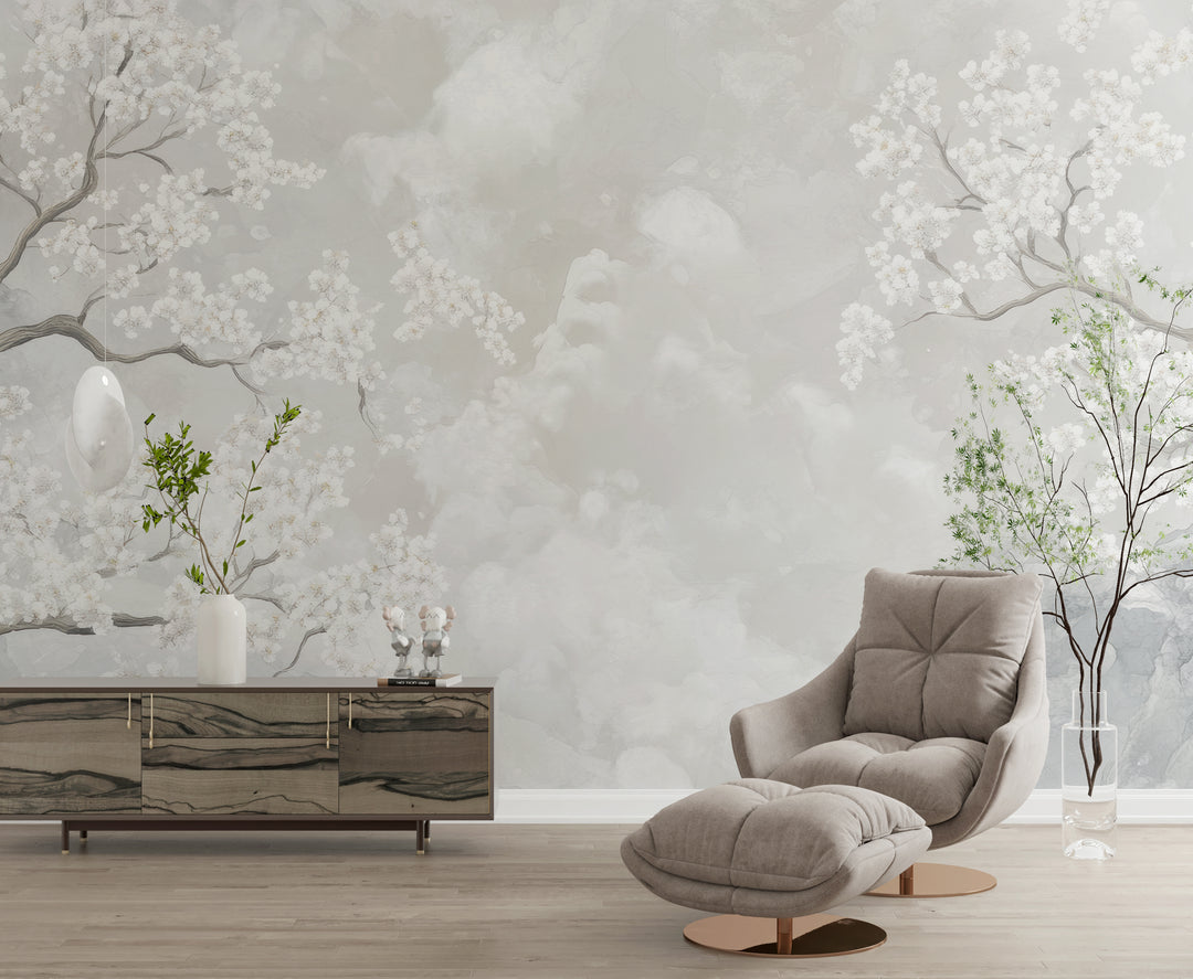 Nuages de Cerisiers : Papier Peint Panoramique Floral et Poétique