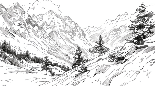 Poésie des Hauteurs - papier peint panoramique, motif à plat