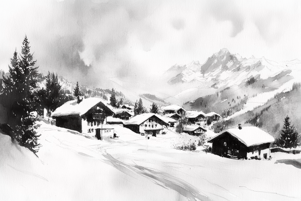 Reflets d'Hiver - papier peint panoramique, motif à plat