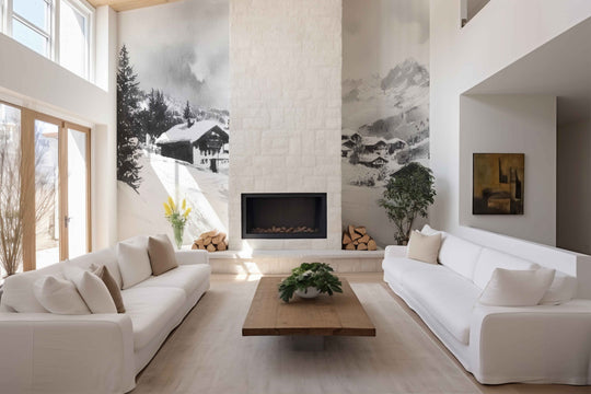 Reflets d'Hiver : Papier Peint Panoramique Courchevel en Aquarelle