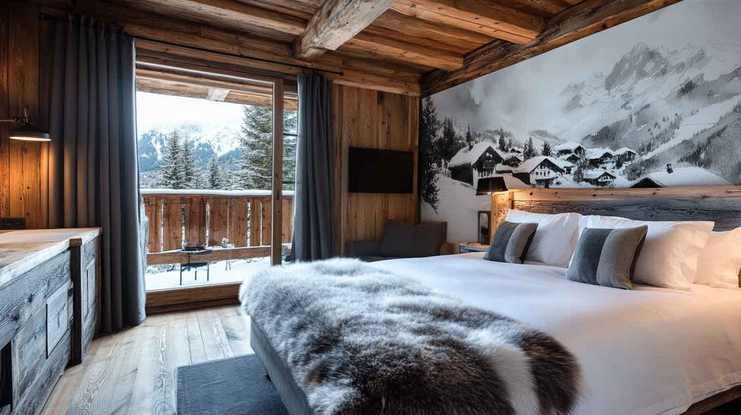 Reflets d'Hiver : Papier Peint Panoramique Courchevel en Aquarelle