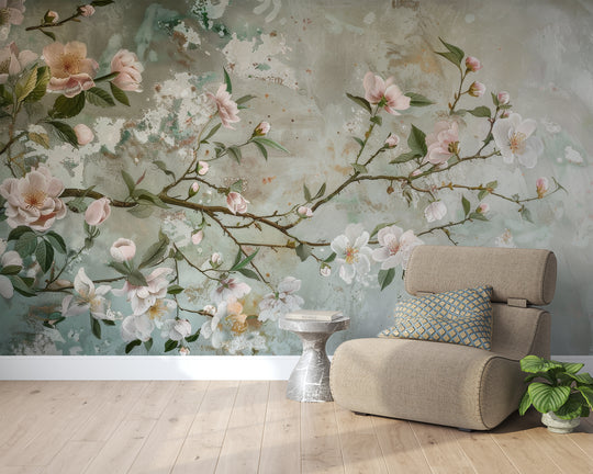 Rêve de Chinoiserie : Éclat Floral en papier peint  pour une Ambiance Élégante