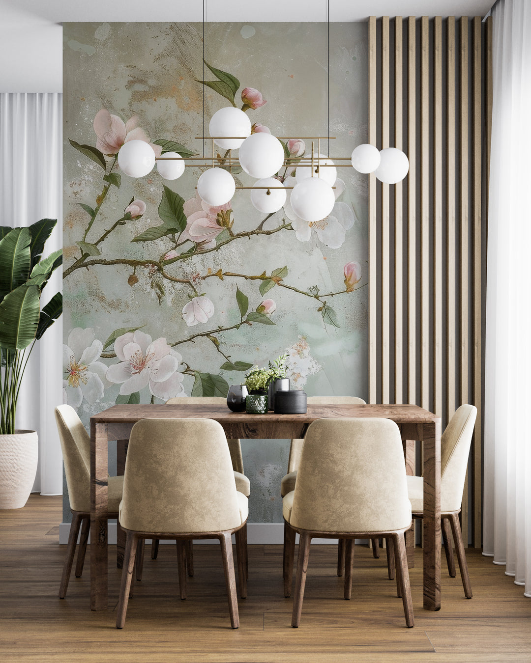 Dream of Chinoiserie: Floral Burst in wallpaper for an Elegant Ambiance