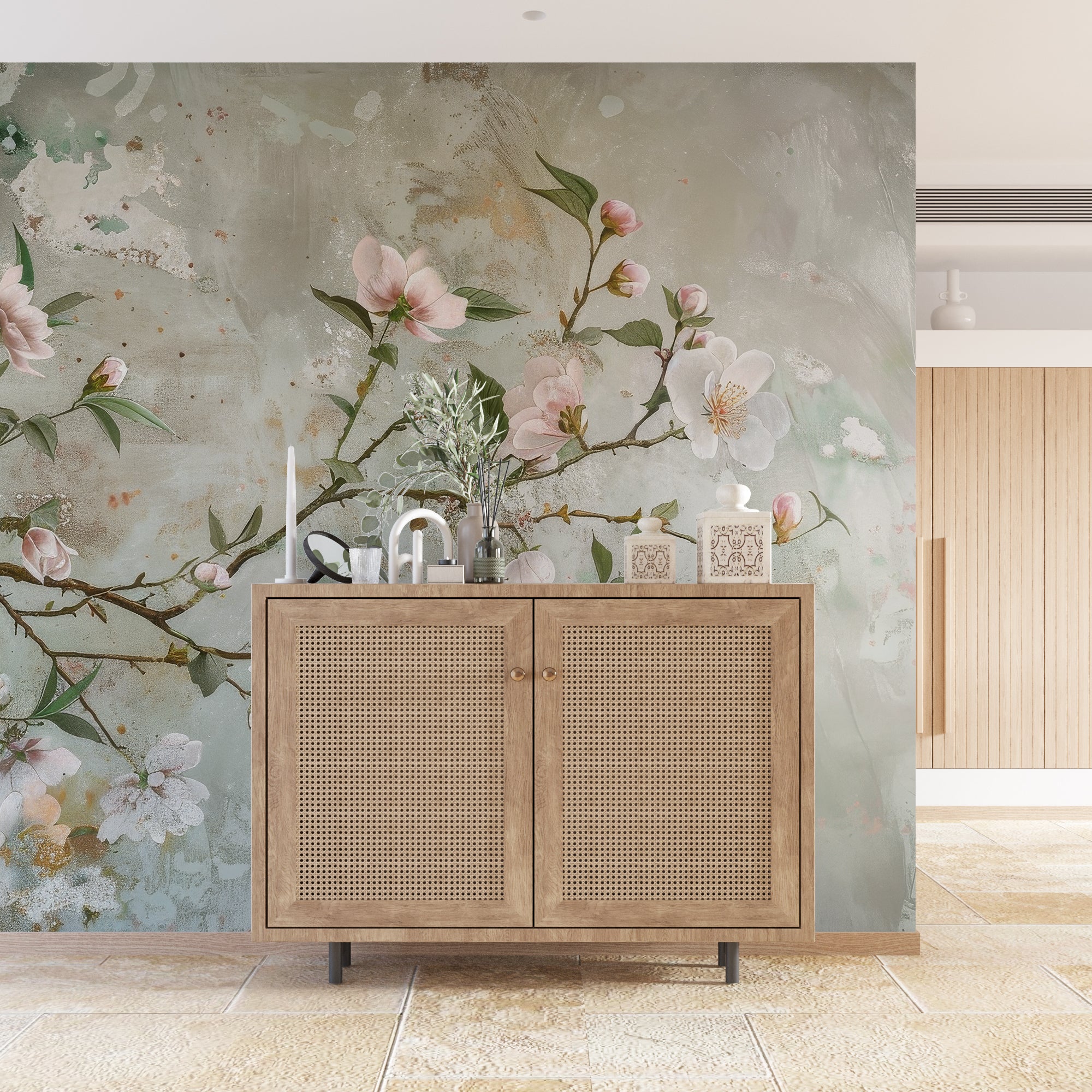Dream of Chinoiserie: Floral Burst in wallpaper for an Elegant Ambiance