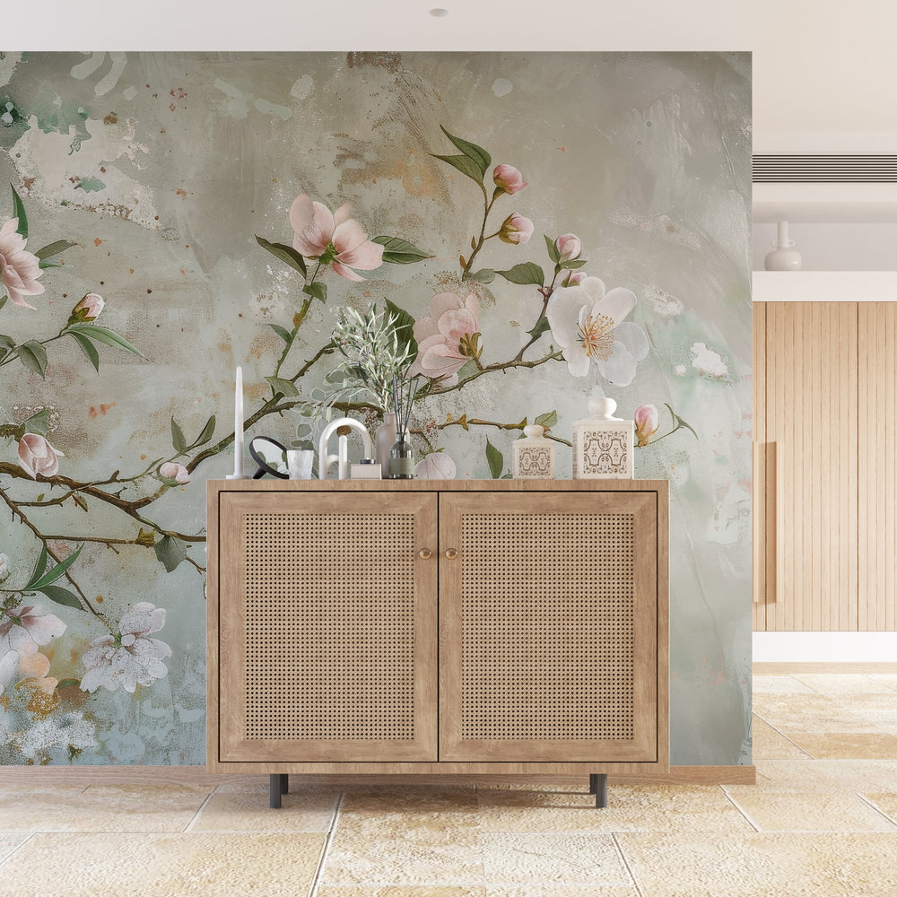 Dream of Chinoiserie: Floral Burst in wallpaper for an Elegant Ambiance