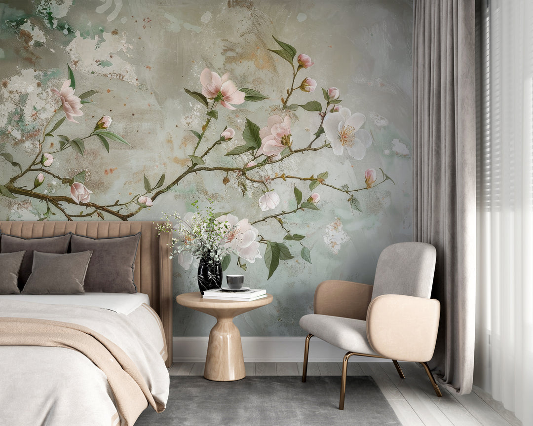 Traum von Chinoiserie: Blumenmuster in der Tapete für ein elegantes Ambiente