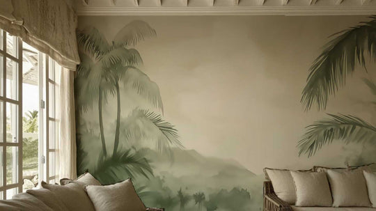 Rêverie Tropicale : Papier Peint Poétique et Apaisant - Décoration Murale