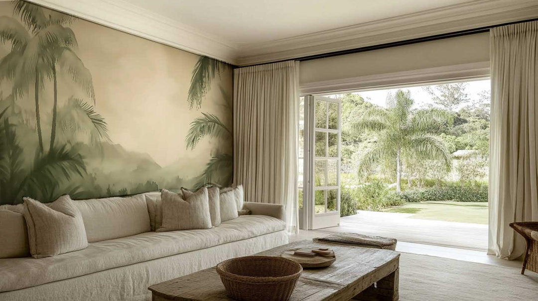 Rêverie Tropicale : Papier Peint Poétique et Apaisant - Décoration Murale